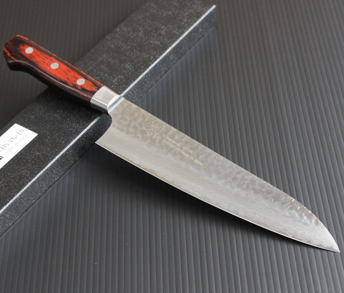 Slicer knife, Damascus 33 layers hammered blade 240 mm - Slicing kn