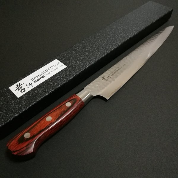 Japanese Sakai Takayuki Hammered Damascus VG10 Sujihiki Knife 240mm Japan