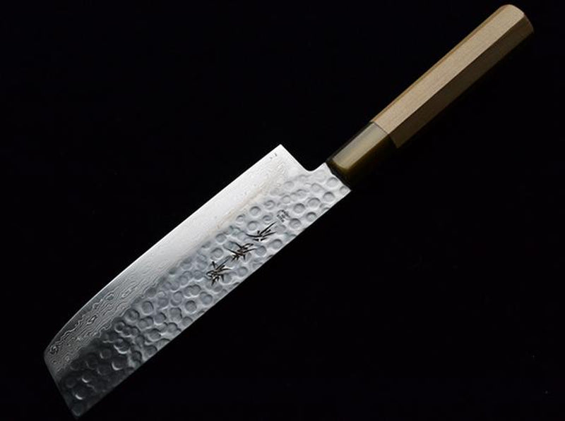 Sakai Takayuki Japanese Knife Set Damascus 45 Layer Petty Knife 150mm  (5.9) Nakiri Vegetable Knife 160mm (6.3)