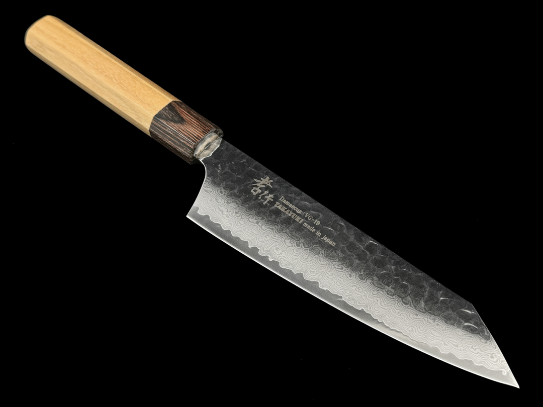 Sakai Takayuki 33-Layer Damascus Hammered VG10 Wa Kengata Santoku Knife 160mm