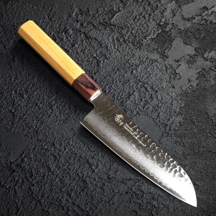 Sakai Takayuki 33-Layer Damascus Hammered VG10 Wa Santoku Knife 170mm