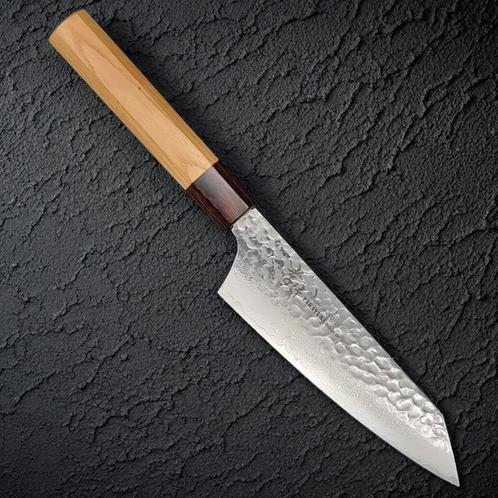 Sakai Takayuki 33-Layer Damascus Hammered VG10 Wa Kengata Santoku Knife 160mm