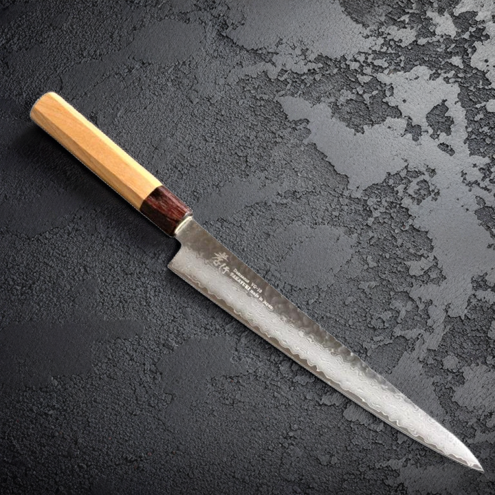 Sakai Takayuki 33-Layer Damascus Hammered VG10 Wa Sujihiki Knife 240mm