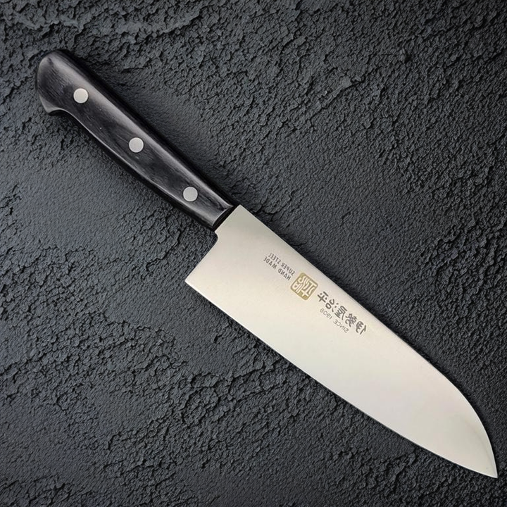 Iseya Molybdenum Santoku Knife 180mm Black Pakka wood Handle