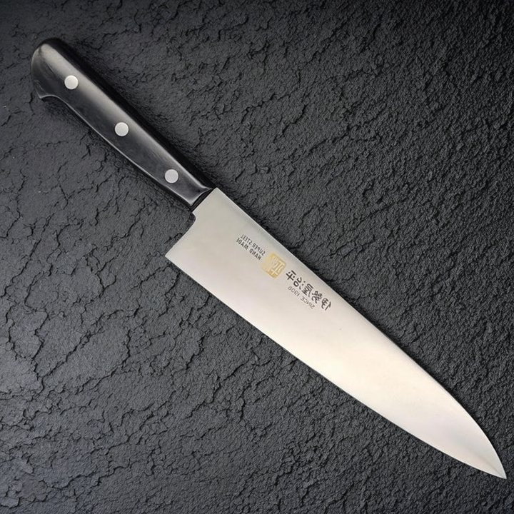 Iseya Molybdenum Gyuto Knife 210mm Black Pakka Wood Handle