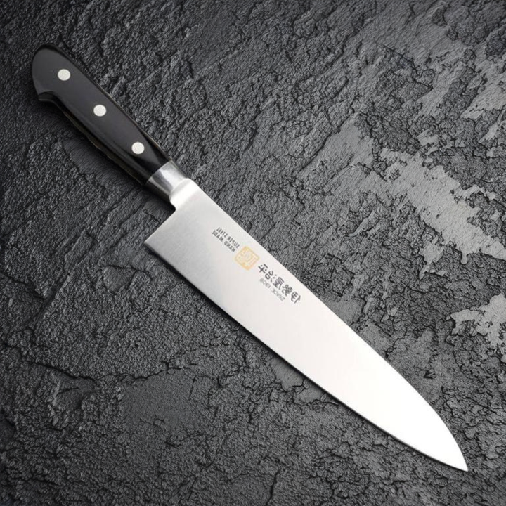 Iseya Molybdenum Gyuto Knife 210mm Black Pakka Wood Handle A-4