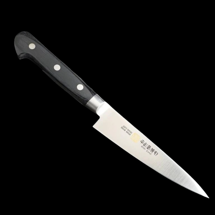 Iseya Molybdenum Petty Utility Knife 120mm Black Pakka Wood Handle