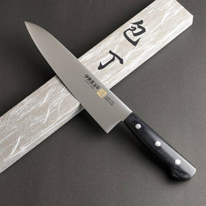 Iseya Molybdenum Gyuto Knife 210mm Black Pakka Wood Handle