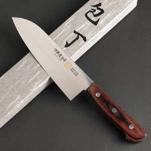 Iseya Molybdenum Santoku Knife 180mm Mahogany Handle