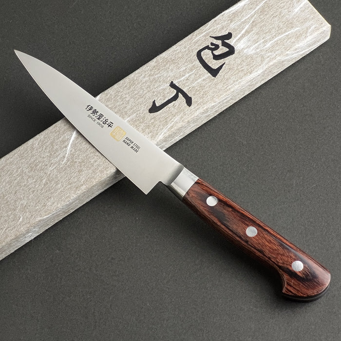 Iseya Molybdenum Petty Utility Knife 120mm Mahogany Pakka Wood Handle