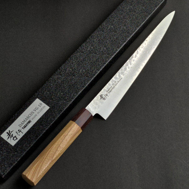 Sakai Takayuki 33-Layer Damascus Hammered VG10 Wa Sujihiki Knife 240mm