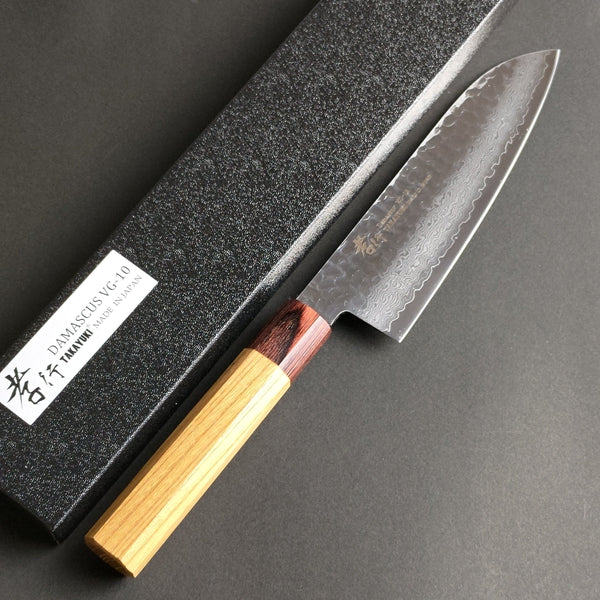 Sakai Takayuki 33-Layer Damascus Hammered VG10 Wa Santoku Knife 170mm