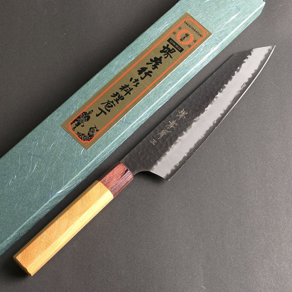 Sakai Takayuki Aogami Super Wa Kengata Gyuto Knife Kurouchi Hammered 190mm (7.5"")