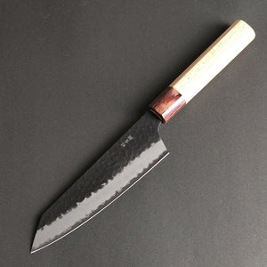 Sakai Takayuki Aogami Super Wa Kengata Santoku Knife Kurouchi Hammered 160mm (6.3"")