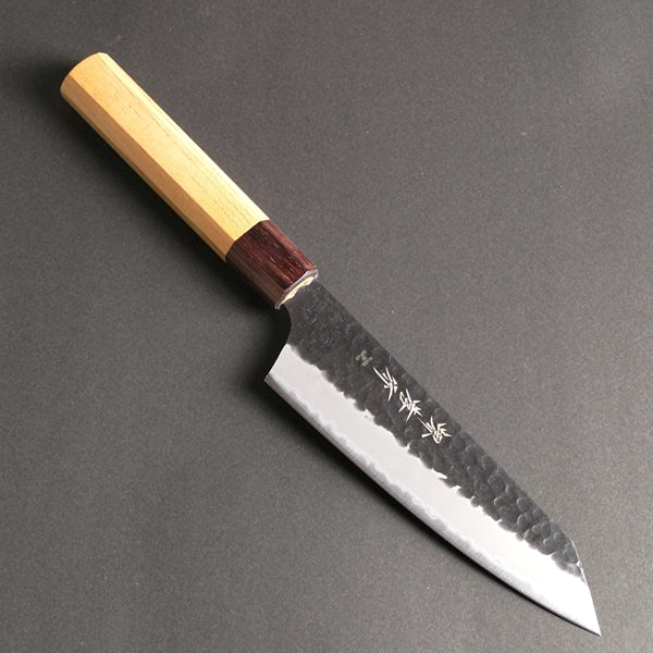 Sakai Takayuki Aogami Super Wa Kengata Santoku Knife Kurouchi Hammered 160mm (6.3"")