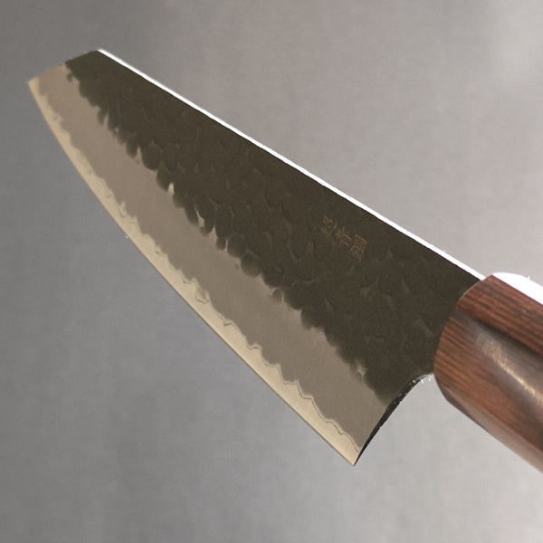Sakai Takayuki Aogami Super Wa Kengata Santoku Knife Kurouchi Hammered 160mm (6.3"")
