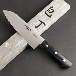 Iseya Molybdenum Santoku Knife 180mm Black Pakka wood Handle