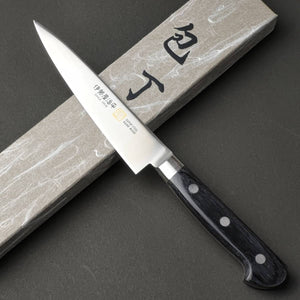 Iseya Molybdenum Petty Utility Knife 120mm Black Pakka Wood Handle
