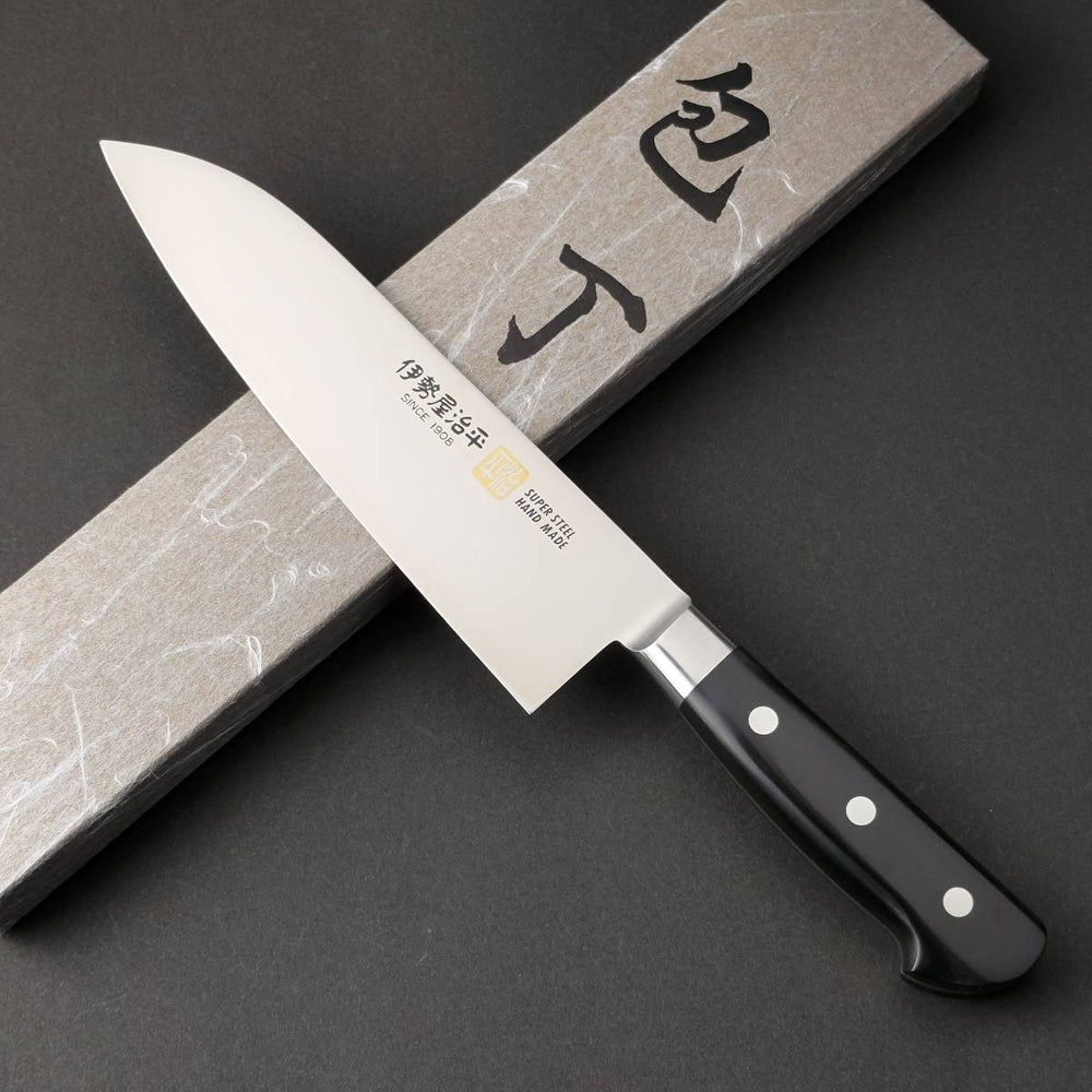 Iseya Molybdenum Santoku Knife 180mm Black Micarta Handle