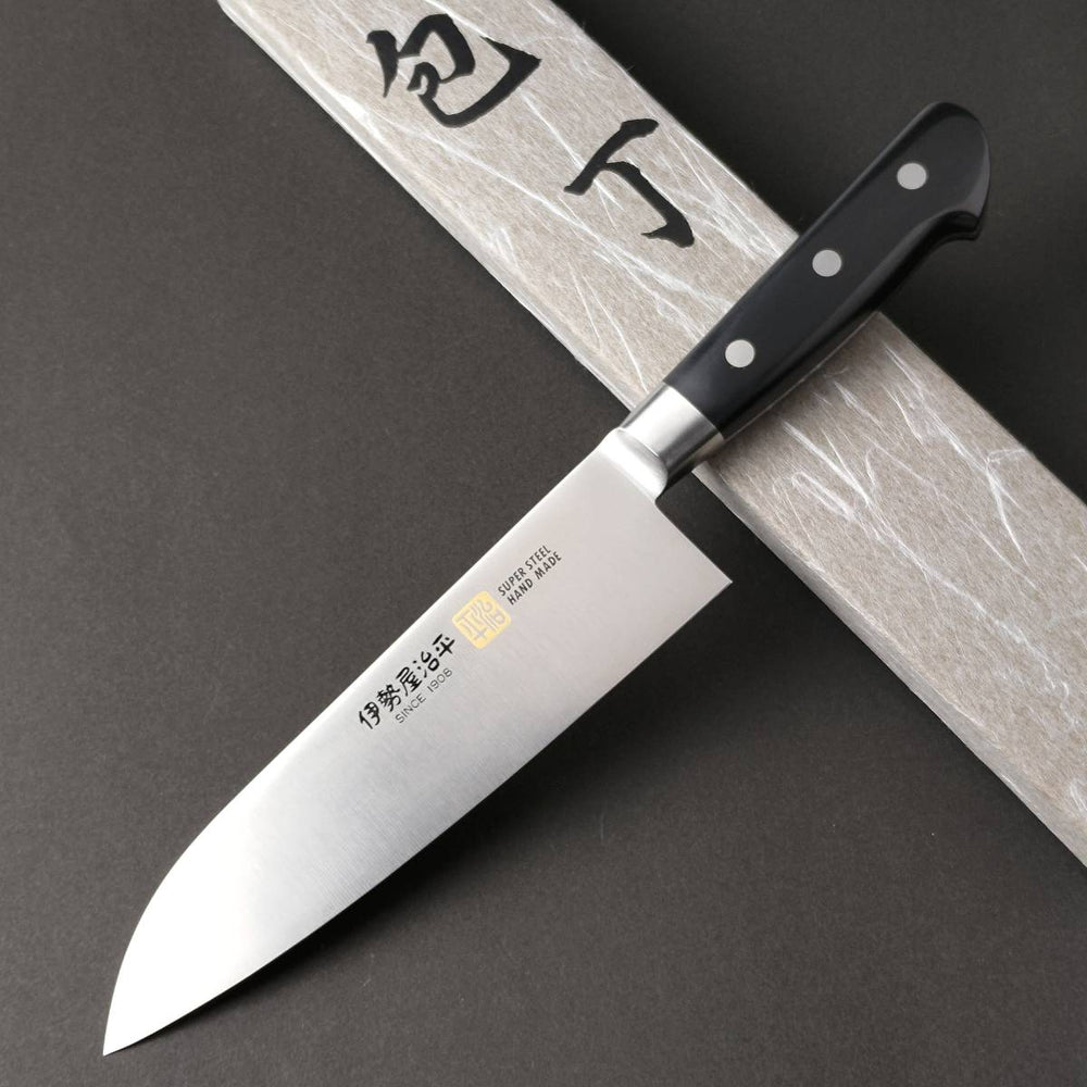 Iseya Molybdenum Santoku Knife 180mm Black Micarta Handle