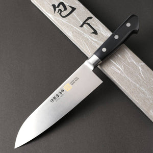 Iseya Molybdenum Santoku Knife 180mm Black Micarta Handle